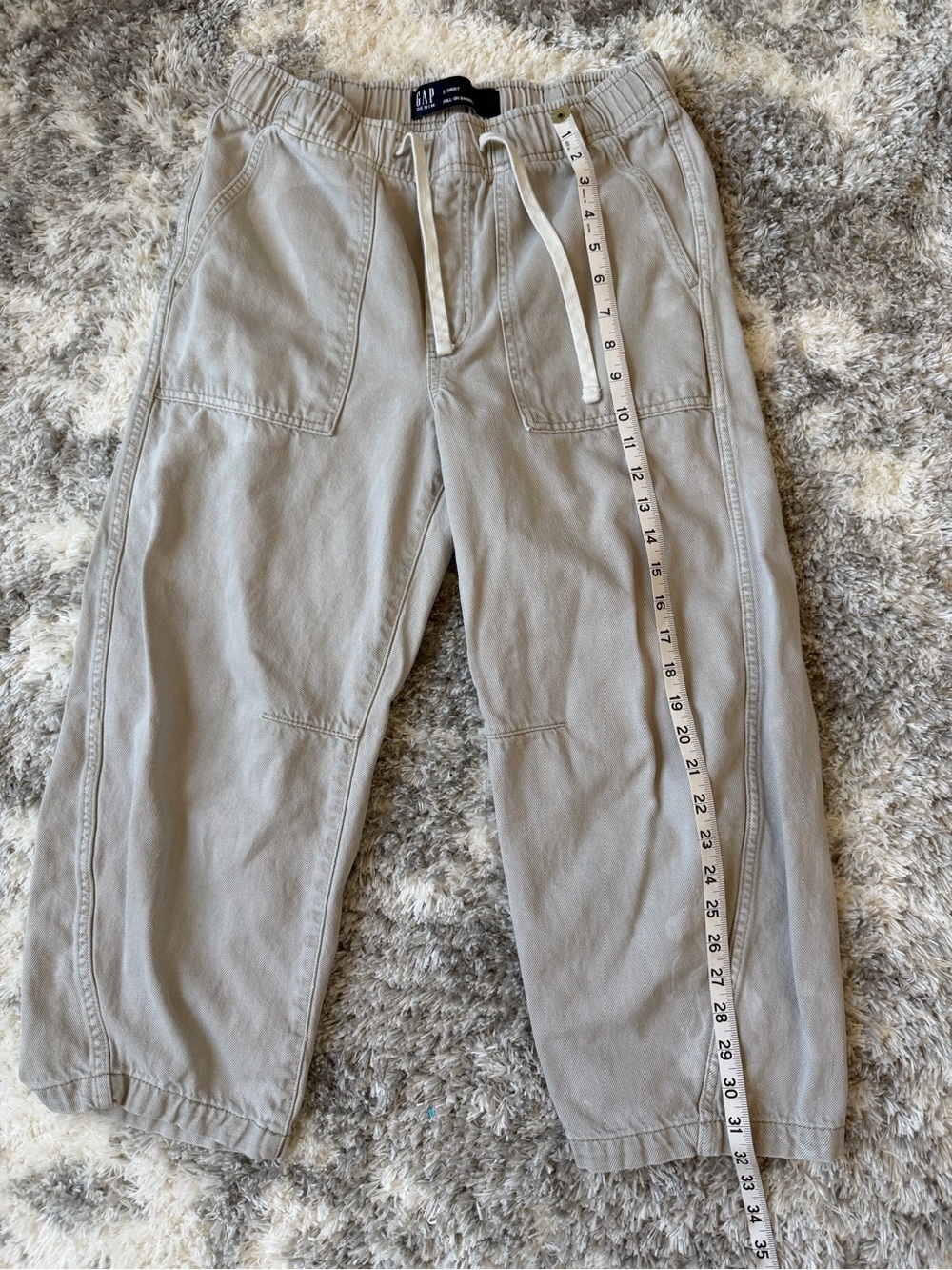 GAP Women's Light Gray Drawstring Barrel Jeans